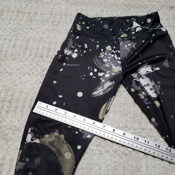 Justice Black and Gold White Splatter Print Leggings Size L 12-14 - Picture 8 of 12